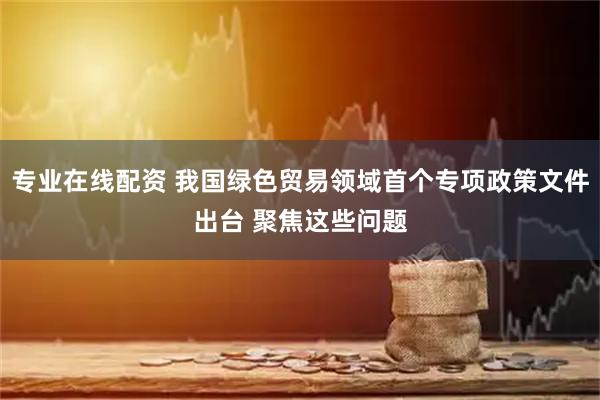 专业在线配资 我国绿色贸易领域首个专项政策文件出台 聚焦这些问题